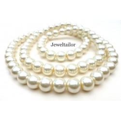 NEW! 20 Ivory Round Glass Pearl Beads 6mm With High Sheen Finish ~ FREE BEADS